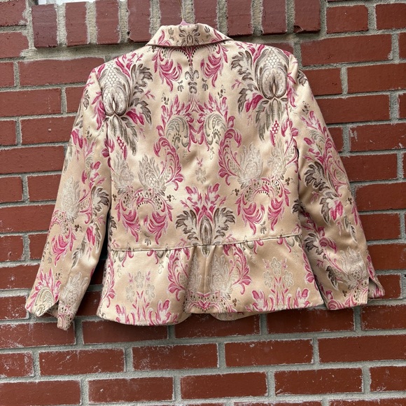 Liz Claiborne Gold Rose Brocade Cropped Jacket Y2K Inspired Coquette M - Picture 2 of 13